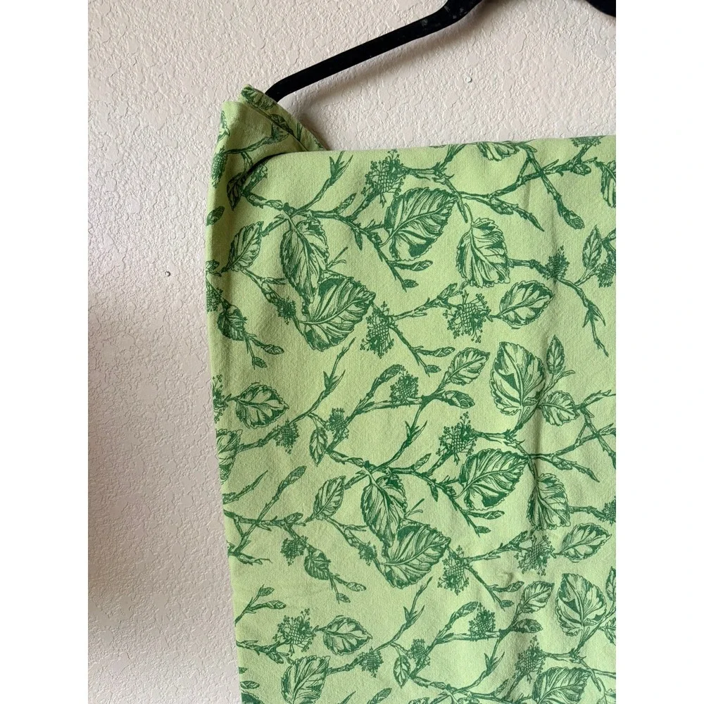 Green Botanical Toile Print Tablecloth‎ Floral Leaf Vine Rectangular Linens